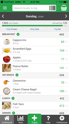 Food Calorie Chart App